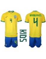 Brazílie Marquinhos #4 Domácí dres pro děti MS 2022 Krátký Rukáv (+ trenýrky)